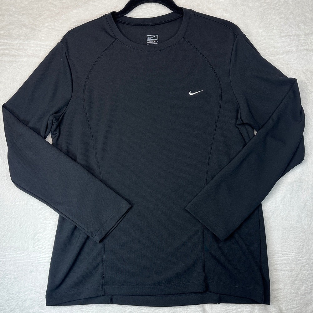 Nike Performance Vintage Shirt Mens XL Black Long Sleeve Swoosh